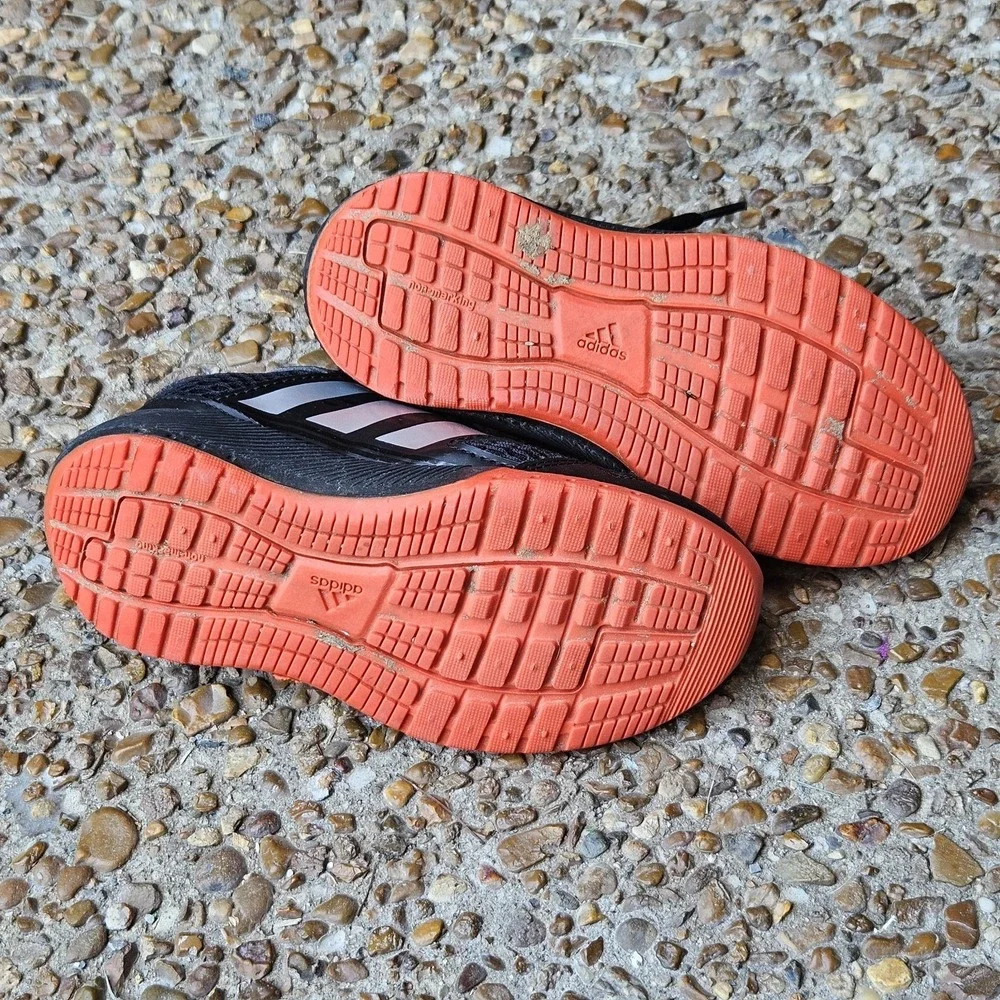 Adidas‎ EcoOrthoLite Toddler Boys Size 11 Athletic Shoes Black Red Sneakers